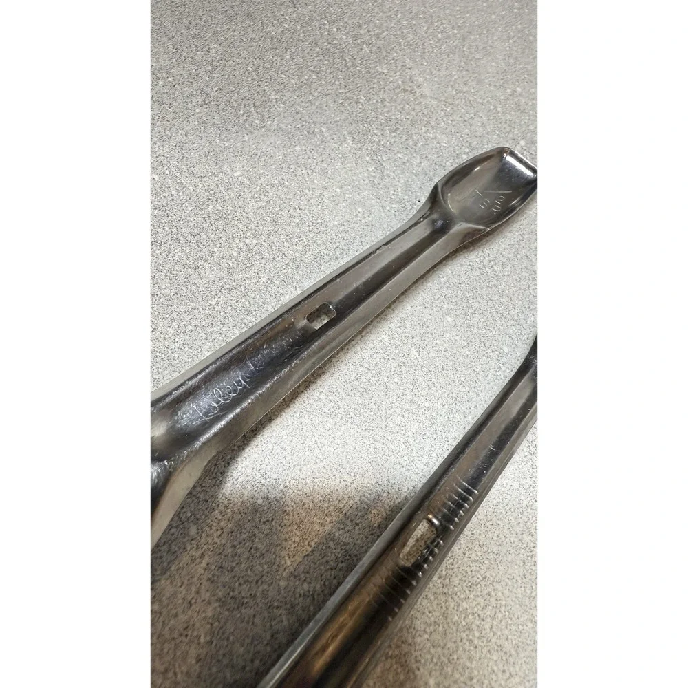 Vintage Foley Measuring Spoons Locking Nesting Double End‎ Stainless Steel Set 2